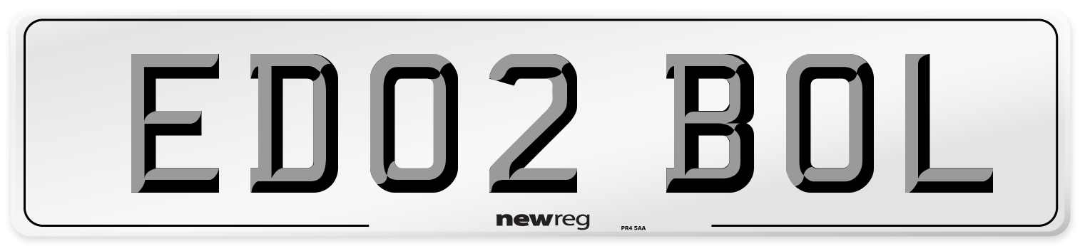 ED02 BOL Number Plate from New Reg